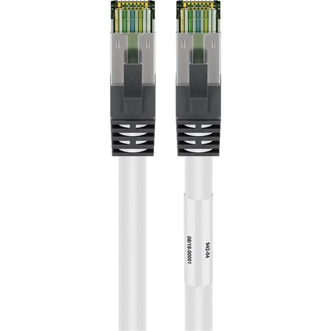CAT 8.1 Cavo patch, S/FTP (PiMF), bianco, 99,9 % conduttore in rame privo di ossigeno (OFC), AWG 24, guaina del cavo priva di alogeni (LSZH). Lunghezza del Cavo 0.5 m