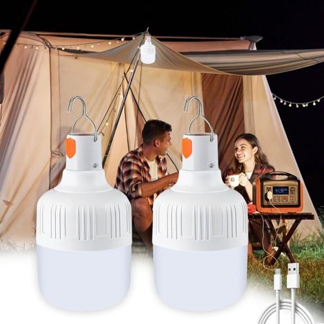 Lanterne de camping à LED, rechargeable par USB, 3 modes d'éclairage, idéale pour le camping et les pannes de courant (lot de 2, 20 W)