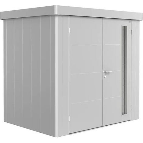 Casetta da Giardino in Metallo NEO 1B Biohort con Porta a Due Battenti  Argento Metal (1/5)