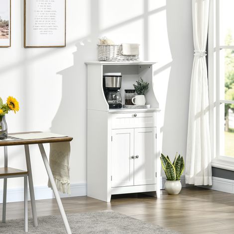 Meuble armoire micro-ondes pour cuisine avec 1 tiroir. 2 Portes 60 x 40 x 122.5 cm - MDF - Blanc
