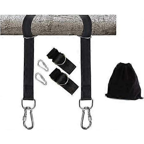 Sangles de suspension pour balançoire (lot de 2), idéales pour les kits de suspension de hamac (1,5 m, noires) (1/4)