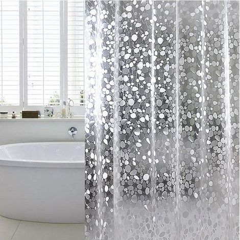 Rideau de Douche de Salle de Bain, Galet 3D Transparent, Lavable à l'eau, sans moisissure, pour Douche à Domicile ou Baignoire (120 x 180 cm) (1/4)