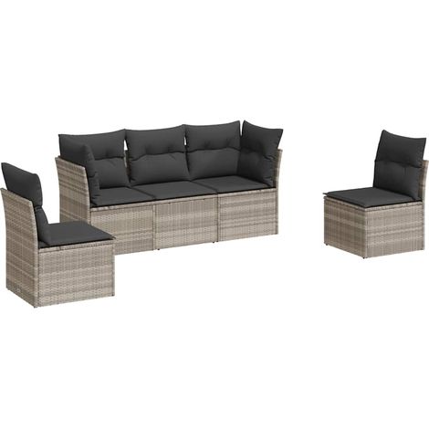 Maison Exclusive - Set de sofás jardín y cojines 5 pzas ratán sin (1/3)