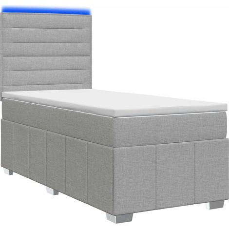 Maison Exclusive - Letto Box Spring LED con Materasso Grigio Chiaro 100 x 200 cm (1/5)