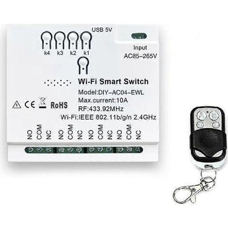 Module domotique EWeLink WiFi Smart Switch RF433 85-265V WiFi Smartlife pour porte de garage et rideaux (1/5)