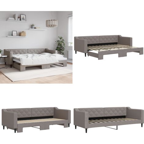 Tagesbett Ausziehbar Taupe 80x200 cm Stoff - Sofa-Bett - Schlafsofa (1/5)