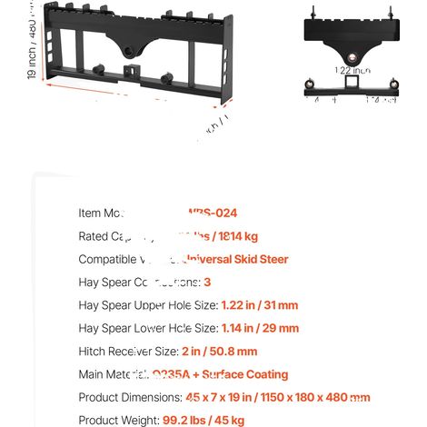 Telaio compatto per pallet di carico, capacità 4000 libbre, compatibile con forca per fieno, 4000 libbre (1/2)