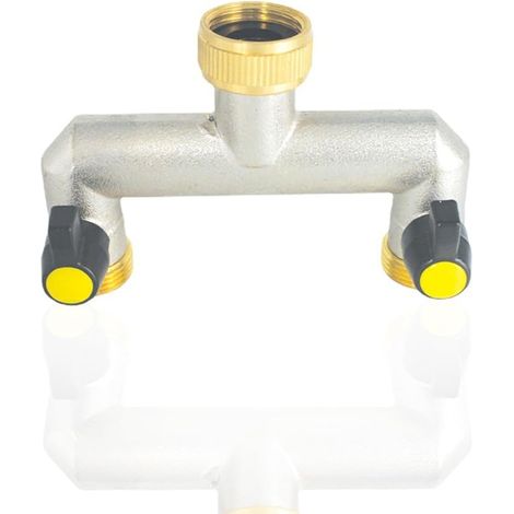 Distributeur 2 Voies Eau Distributeur D'Eau 3/4 Pouces RéPartiteur De Robinet Robinet à Bille Pour RéGler Et Couper Le DéBit D'Eau (1/5)