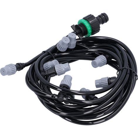 Tuyau d'irrigation 4/7 de 10 m / 32,8 pi avec 10 buses de brumisation pour jardin, serre et terrasse (1/5)