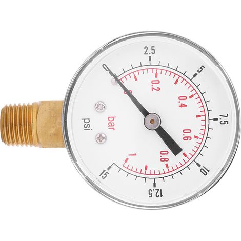 Manomètre basse pression 0-15 psi/0-1 bar, filetage BSPT, pour carburant, air, huile ou eau (1/5)