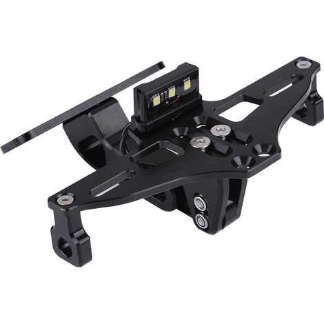 Support de cadre de plaque d'immatriculation en aluminium réglable pour moto avec noir clair (1/5)