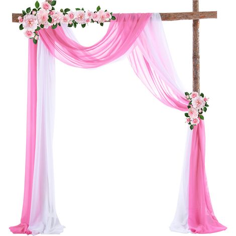 (Blanc) Drapé en mousseline/voilage transparent pour arches de mariage en extérieur, décors de fêtes d'Halloween ou photographie dimensions par panneau : 70 x 550 cm (remarque : de légères variations (1/5)