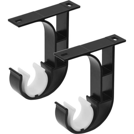 Soportes negros de 28 mm para barras de cortina de techo, paquete de 2, resistentes y discretos para herrajes de ventanas - ULISEM (1/5)