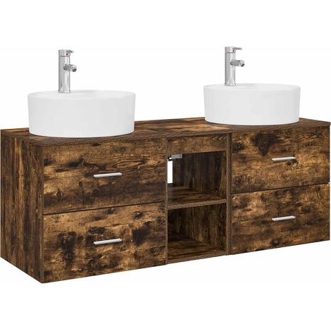 Bathroom Cabinet Set 3 pcs Smoked Oak 49.5 x 44.5 x 65 cm vidaXL (1/5)