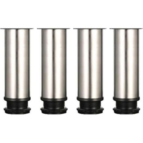 Furniture Legs, Set of 4 ASelected Furniture Legs, Adjustable Kitchen Legs Ø 50 mm/Height 150 mm Round Stainless Steel Metal Sofa Table Legs
