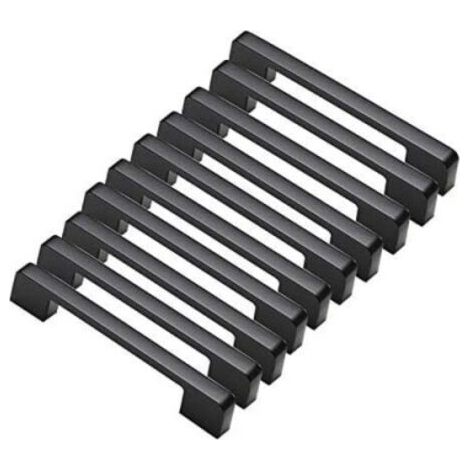 Lot de 10 poignées de porte en alliage d'aluminium noir, en T, pour armoires de cuisine, pas de 160 mm (1/4)
