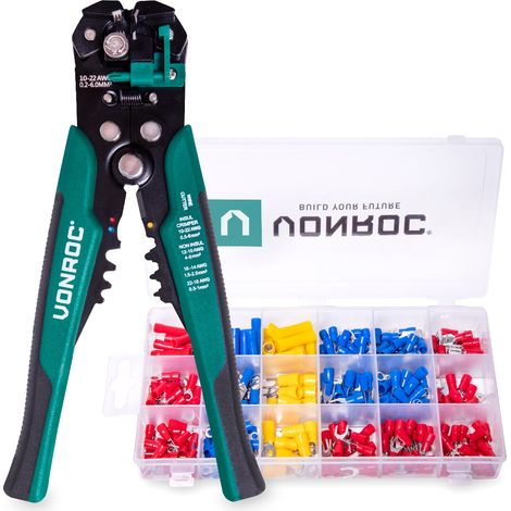 VONROC Pinza SpelafiliCrimpatrice automatica professionale con 270 accessori