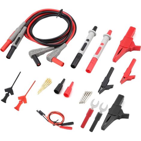 Ensemble de cordons de test pour multimètre numérique électronique P1300D avec pinces crocodiles et pointes de sonde interchangeables (1/5)