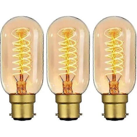 Ampoules Edison vintage B22 à baïonnette, 40 W, à intensité variable, à filament BC, blanc chaud, ampoule rétro antique T45, 230 V (lot de 3) (1/5)