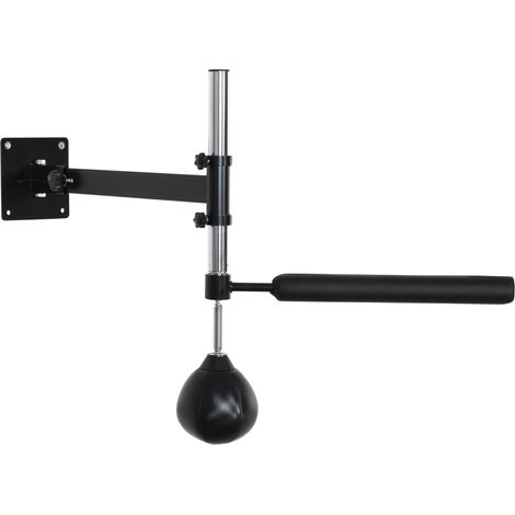 Speed Bag a Parete per Boxe e MMA ad Altezza Regolabile con Asta 79x72x20 cm in Acciaio e PU Nero (1/5)