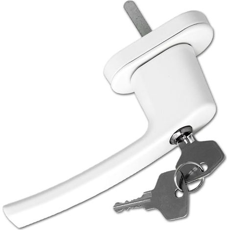 Lot de 4 poignées de fenêtre verrouillables, position inclinée et fermée, avec clé, finition aluminium, pour fenêtres PVC et bois, sécurité renforcée, mécanisme rotatif (1/4)