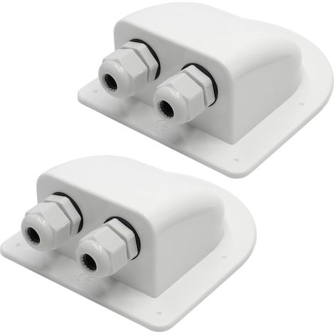 2 Pièce Passe-Toit Solaire Entrée Câble Double IP68 Passe Cable Etanche Solaire Boîte de Câble ABS pour Camping Car Accessoires Bateau Caravane(Blanc) (1/5)