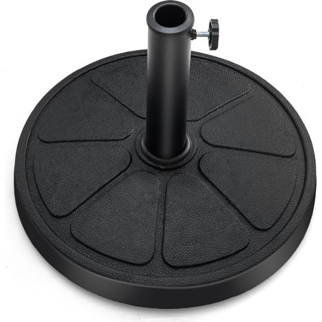 Base per ombrellone rotonda 45 x 35 cm con moderna sicurezza e stabilità in resina nera 200019501