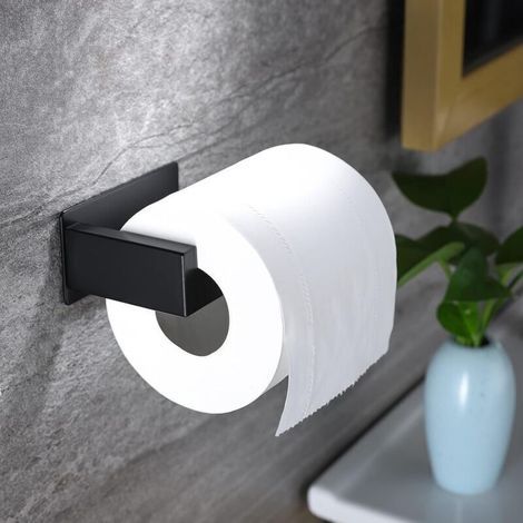 Devidoir Papier Toilette Acier Inoxydable Derouleur Papier Toilette Mural Original Sans Percage Noir Porte Papier Toilette Adhesif 3M Pour Decoration Salle de Bain WC Accessoire Cuisine (1/3)