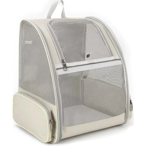 Sac à dos de transport pour petits chats et chiens - Conception aérée - Sangles de sécurité - Fermeture à boucle - Pliable - Convient pour les voyages, les promenades et les activités de plein air (bl