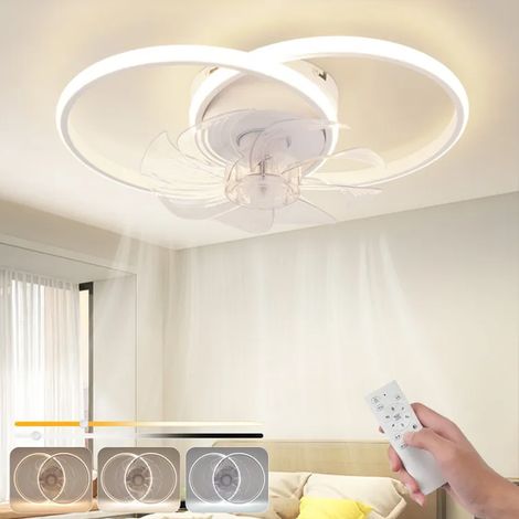 Ventilateur de plafond LED avec éclairage - 52 W, silencieux, avec télécommande, 3 températures de couleur, 6 vitesses-49cm (1/5)