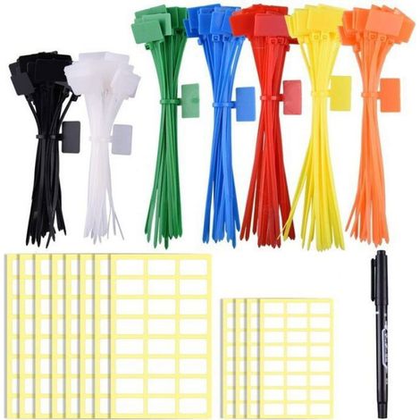 Étiquettes colorées pour câbles électriques, attaches marqueurs de 4/6 pouces (100 pièces) (1/4)