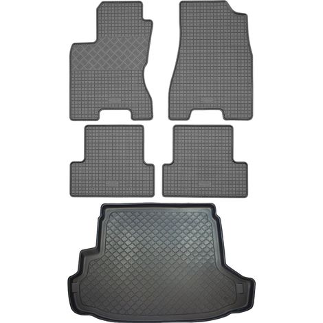 Ensemble de tapis de sol en caoutchouc pour Nissan X-Trail II T31 SUV (5 portes) de juin 2007 à juillet 2014 : tapis de sol de voiture et tapis de coffre. (1/5)