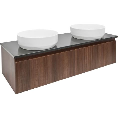 Swiss Aqua Technologies Mueble de baño con encimera de piedra artificial SAT Evolution 118x30x44,8 cm nogal mate (SATEVO120NATK)