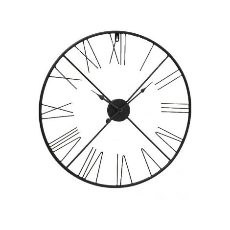 Horloge murale vintage cadre en fer chiffres romains salon chambre déco affichage de l'heure analogique rond (1/5)
