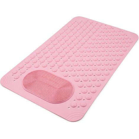 Tapis antidérapant salle de bain rose 38x69 cm PVC lavable (1/5)