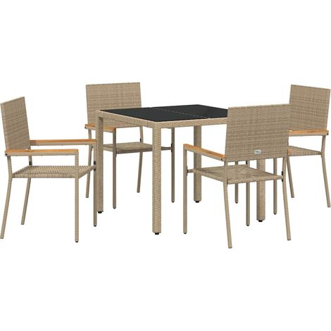 Maison Exclusive - Set da Pranzo per Giardino 5 pcs Beige polyrattan (1/5)