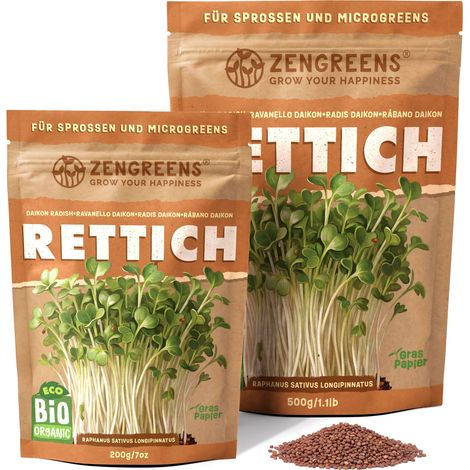 Bio Keimsaat Daikon-Rettich 200 g Sprossen und Microgreens Samen (1/5)