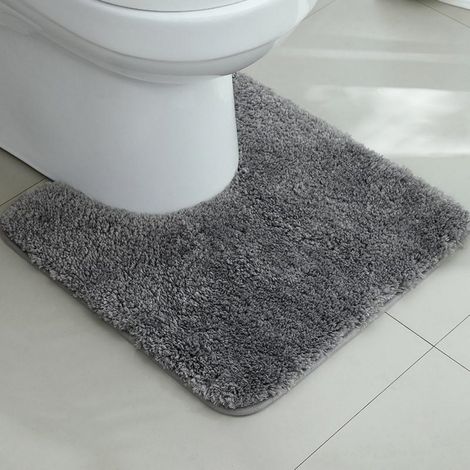 Alfombra De Baño - Microfibra - Forma En U - 50 X 50 Cm - 2 Cm De Espesor - Gris (1/5)