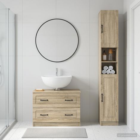 vidaXL 2 Piece Bathroom Cabinet Set UTRECHT Sonoma Oak Engineered Wood (1/5)