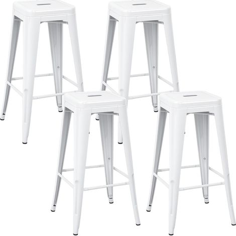 Pack 4 Taburetes Medios Industriales Apilables de Acero 43x43x76cm Thinia Home