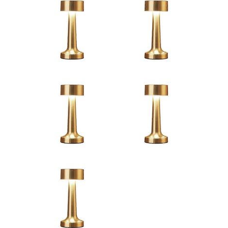Lot de 5 lampes de table LED rétro rechargeables avec fonction tactile, 3 couleurs, intensité variable, pour une ambiance chaleureuse, idéales comme lampe de bureau, décoration de bar ou de chambre ou (1/5)