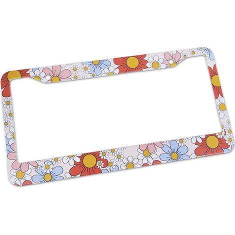 Hot-selling US-standard UV license plate frame with floral pattern design, made of aluminum alloy. (1/4)