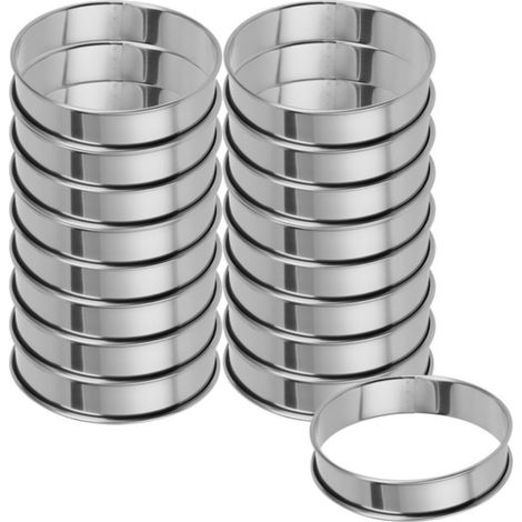 SilverBake Non Stick Muffin Rings 20 Pack – 10cm Stainless Steel Crumpet Rings Double Winding – Durable Pie Rings Perfect English Muffins Eggs