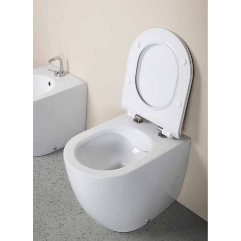 Vaso music plus filomuro bianco lucido senza brida escluso coprivaso