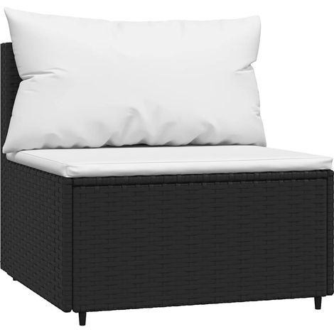 Maison Exclusive - Divano Centrale da Giardino con Cuscini in Polyrattan Nero