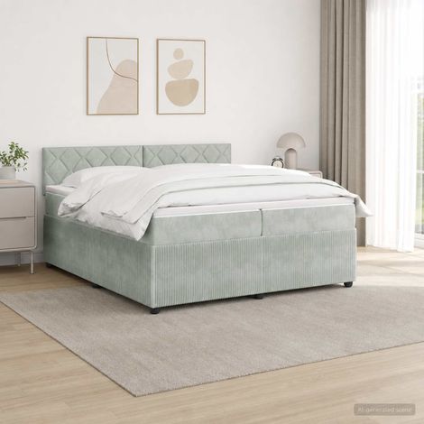 Cama box spring con colchón Gris Claro 200 x 200 cm Terciopelo (1/5)