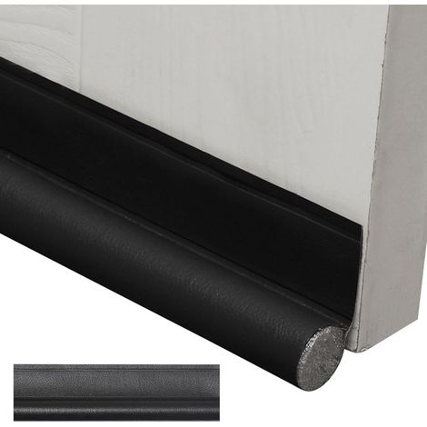 Burlete autoadhesivo aislante para la parte inferior de la puerta, 96 cm, sellado contra el frío y el ruido para puertas/ventanas, insonorizado, a prueba de insectos, inserto de espuma adhesiva (Negro (1/5)