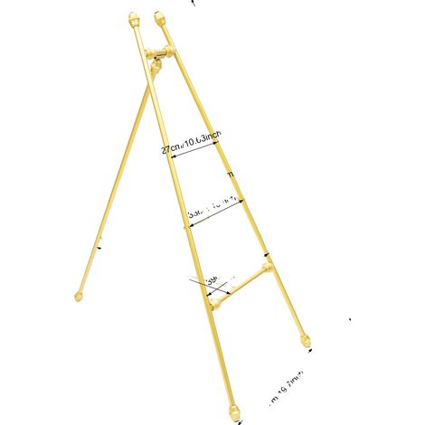 Cavalletto, altezza regolabile, struttura in metallo stabile, colore oro (1/2)