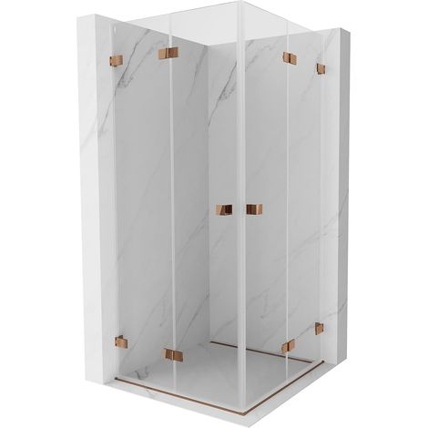 Mexen Lunar-F Duo cabina doccia pieghevole 90 x 90 cm, trasparente, oro rosa - 836-090L-090P-60-00 (1/5)