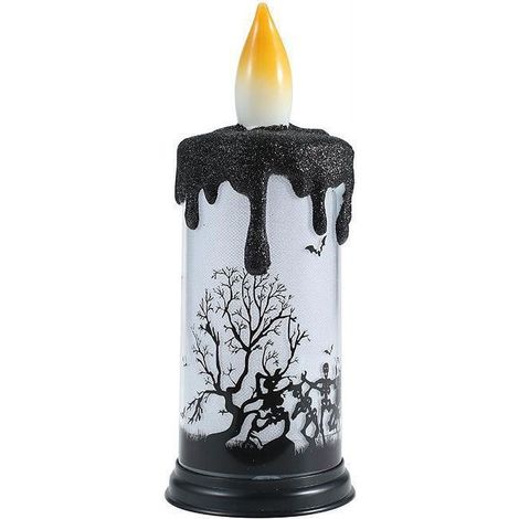 Bougie Led Halloween - Flamme Électronique Sans Flamme - Décoration de Fête Thème Sorcière Château - 1 Pièce (1/2)
